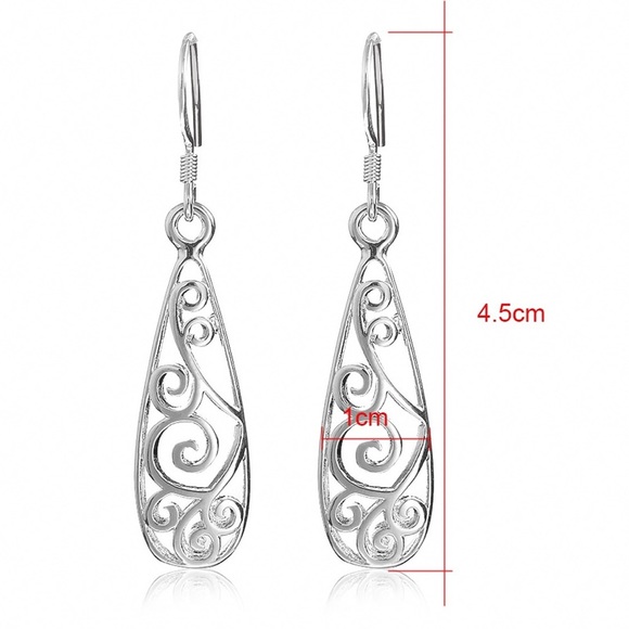 Any 2/$20! Silver Openwork Teardrop Boho Earrings - Picture 8 of 10